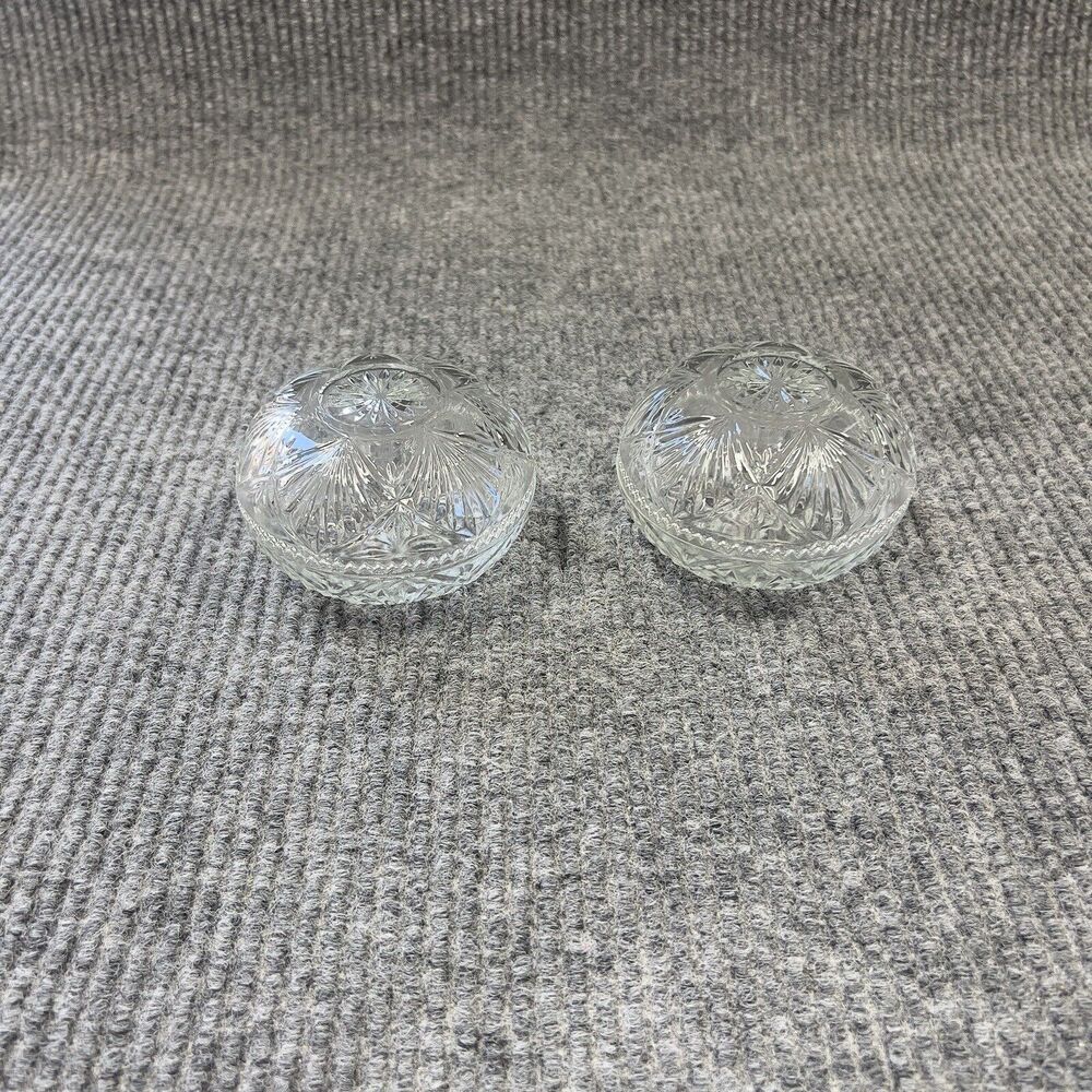 VTG KIG Malaysia Clear Glass Dish Bowl‎ Depression Style Candy Nut Lid Set Of 2